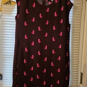 LOFT Berry Dress with Hot Pink Cat Motif